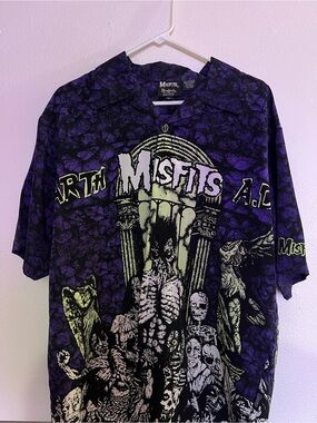 Misfits Purple Graphic Casual Button-Down Shirt